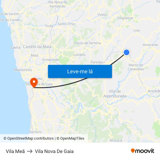 Vila Meã to Vila Nova De Gaia map