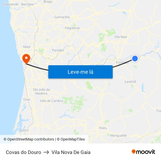 Covas do Douro to Vila Nova De Gaia map