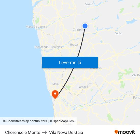 Chorense e Monte to Vila Nova De Gaia map