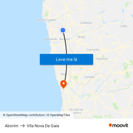 Aborim to Vila Nova De Gaia map