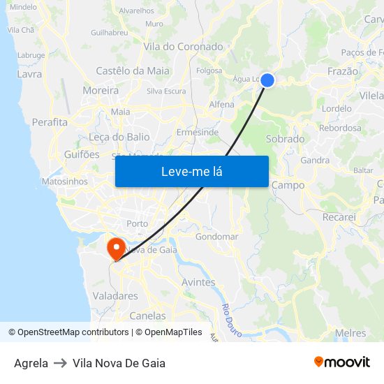 Agrela to Vila Nova De Gaia map