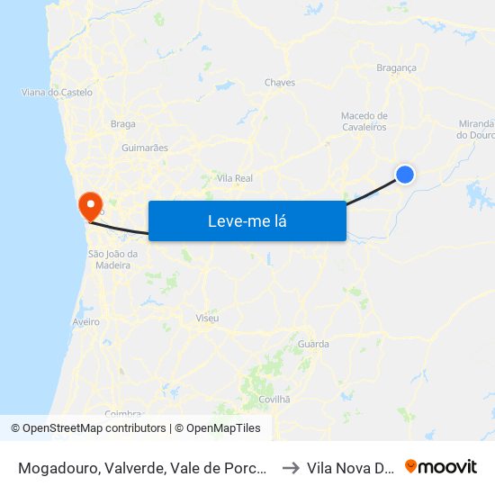 Mogadouro, Valverde, Vale de Porco e Vilar de Rei to Vila Nova De Gaia map