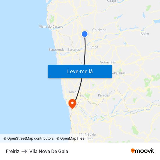 Freiriz to Vila Nova De Gaia map