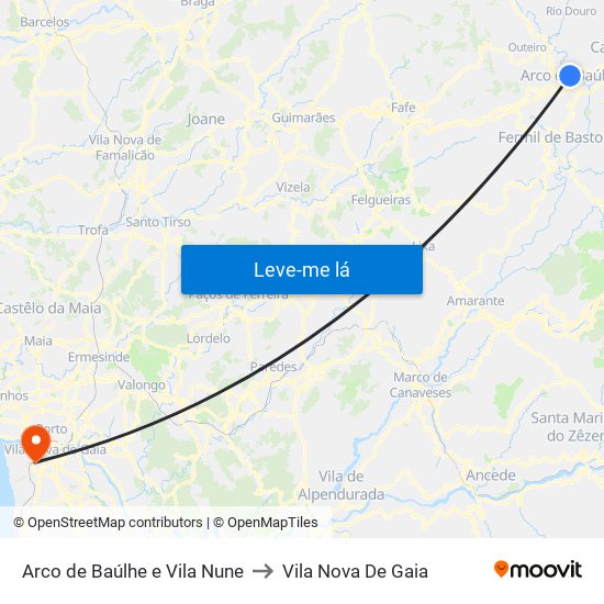 Arco de Baúlhe e Vila Nune to Vila Nova De Gaia map