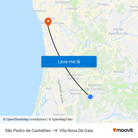 São Pedro de Castelões to Vila Nova De Gaia map