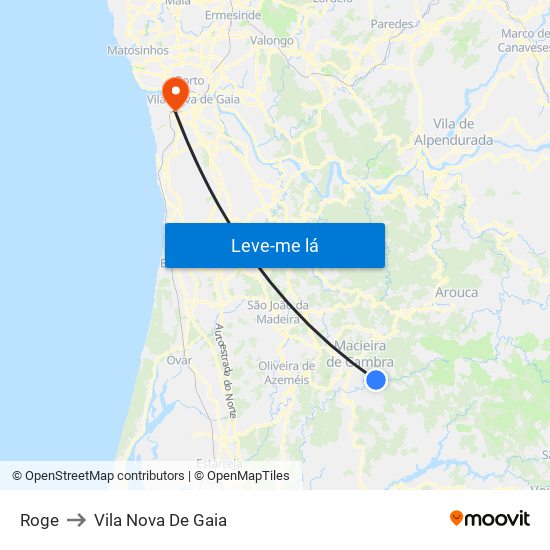 Roge to Vila Nova De Gaia map