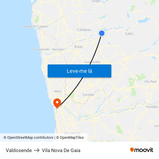 Valdosende to Vila Nova De Gaia map