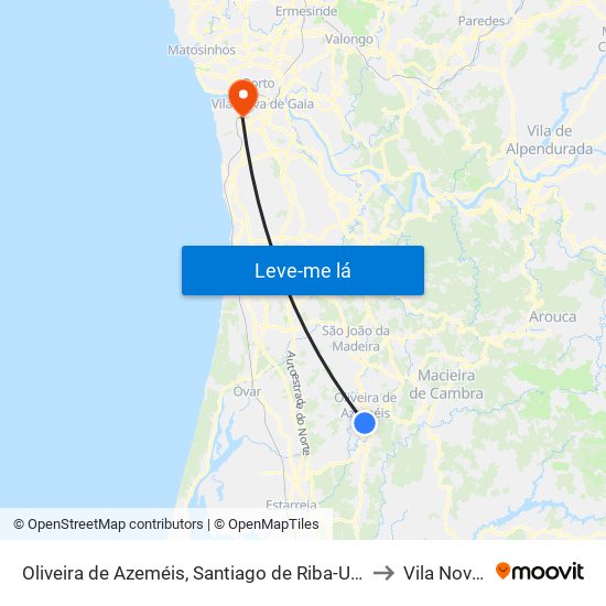 Oliveira de Azeméis, Santiago de Riba-Ul, Ul, Macinhata da Seixa e Madail to Vila Nova De Gaia map