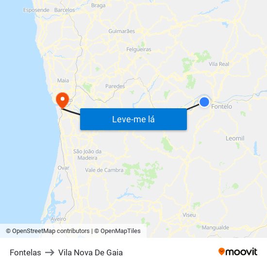 Fontelas to Vila Nova De Gaia map