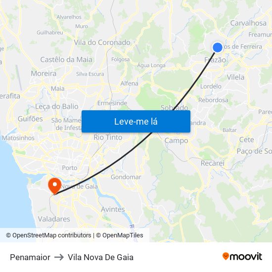 Penamaior to Vila Nova De Gaia map