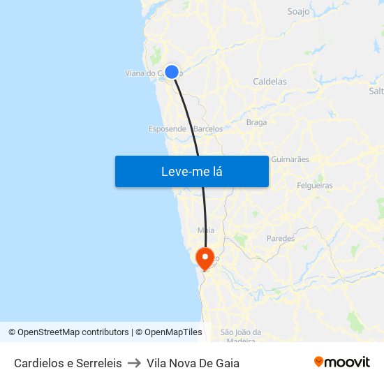 Cardielos e Serreleis to Vila Nova De Gaia map