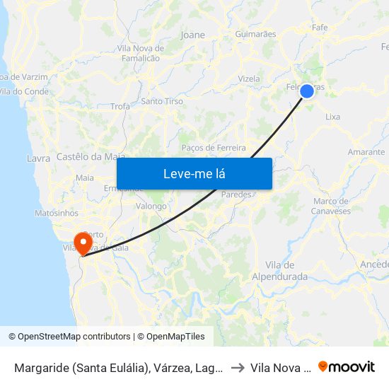 Margaride (Santa Eulália), Várzea, Lagares, Varziela e Moure to Vila Nova De Gaia map