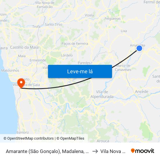 Amarante (São Gonçalo), Madalena, Cepelos e Gatão to Vila Nova De Gaia map