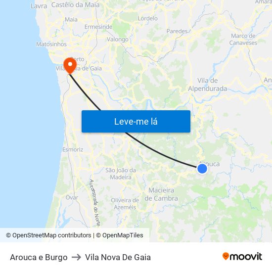 Arouca e Burgo to Vila Nova De Gaia map