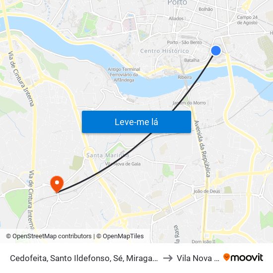 Cedofeita, Santo Ildefonso, Sé, Miragaia, São Nicolau e Vitória to Vila Nova De Gaia map