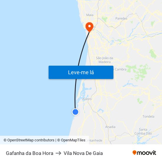 Gafanha da Boa Hora to Vila Nova De Gaia map