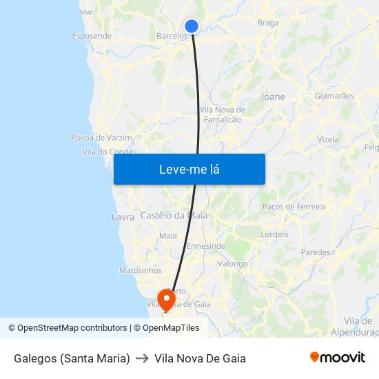 Galegos (Santa Maria) to Vila Nova De Gaia map
