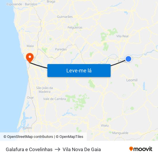 Galafura e Covelinhas to Vila Nova De Gaia map