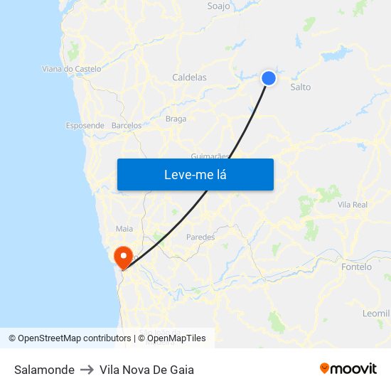 Salamonde to Vila Nova De Gaia map