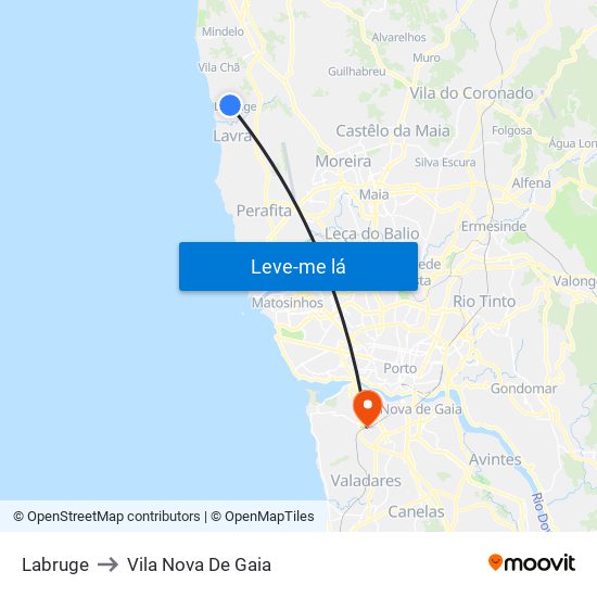 Labruge to Vila Nova De Gaia map