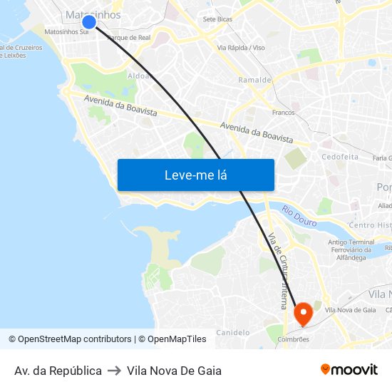 Av. da República to Vila Nova De Gaia map