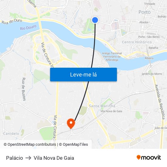 Palácio to Vila Nova De Gaia map