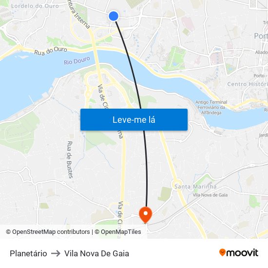 Planetário to Vila Nova De Gaia map