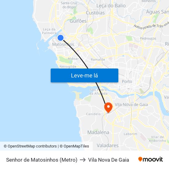 Senhor de Matosinhos (Metro) to Vila Nova De Gaia map