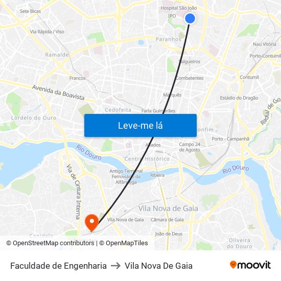 Faculdade de Engenharia to Vila Nova De Gaia map