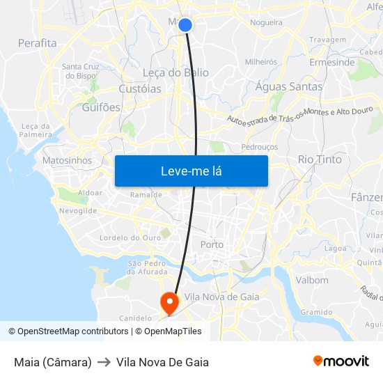 Maia (Câmara) to Vila Nova De Gaia map