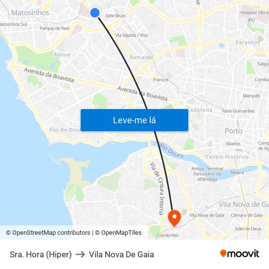 Sra. Hora (Hiper) to Vila Nova De Gaia map