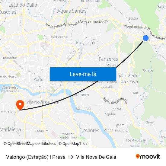 Valongo (Estação) | Presa to Vila Nova De Gaia map