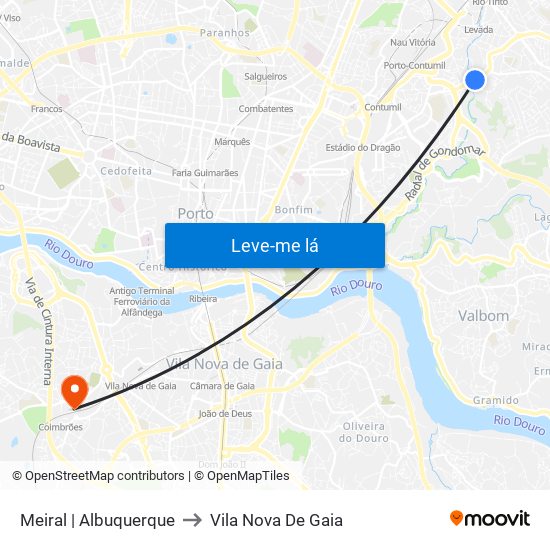 Meiral | Albuquerque to Vila Nova De Gaia map