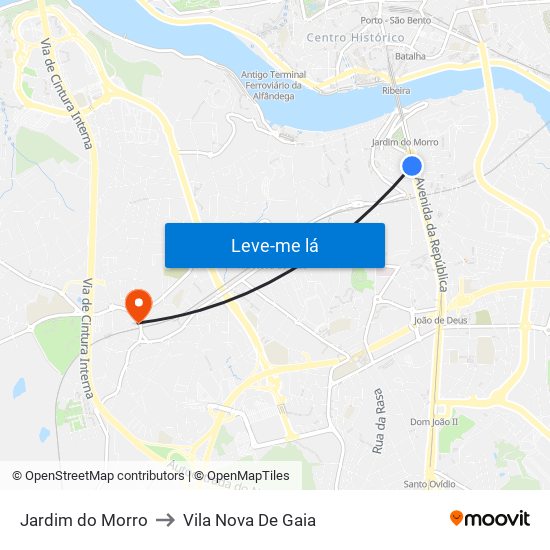 Jardim do Morro to Vila Nova De Gaia map