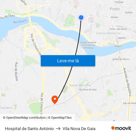 Hospital de Santo António to Vila Nova De Gaia map