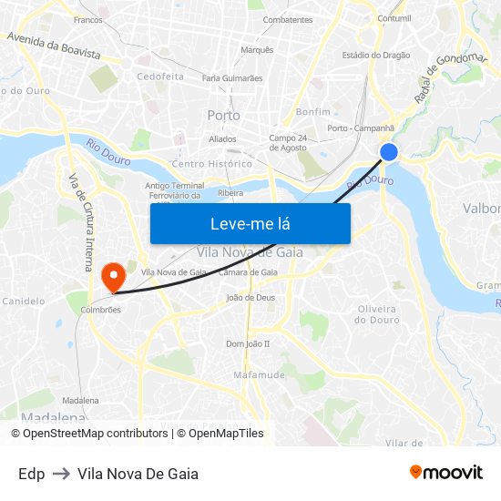 Edp to Vila Nova De Gaia map
