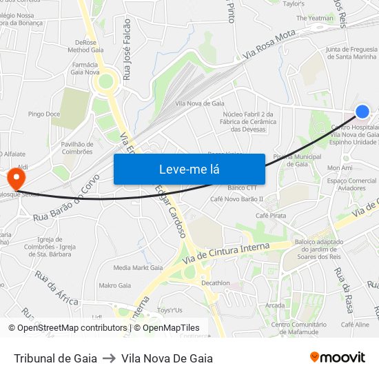 Tribunal de Gaia to Vila Nova De Gaia map