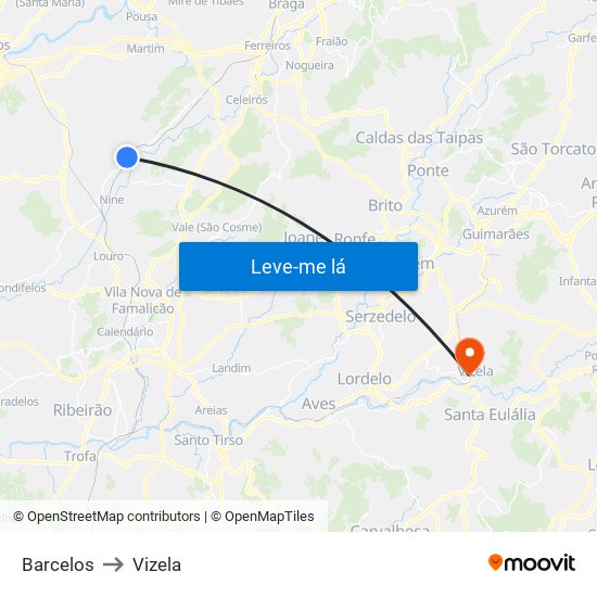 Barcelos to Vizela map