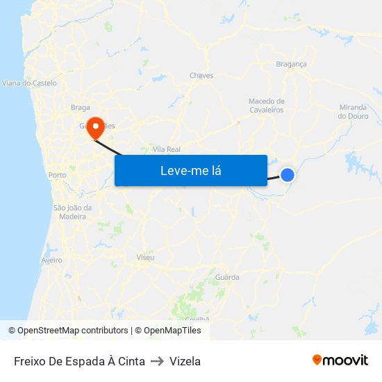 Freixo De Espada À Cinta to Vizela map