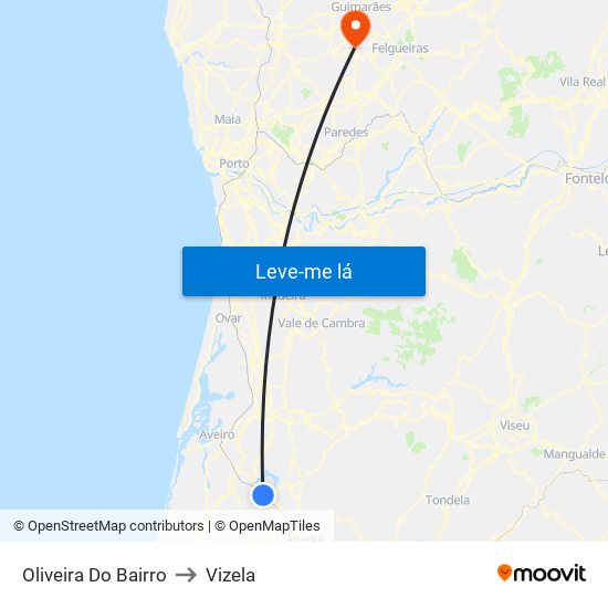 Oliveira Do Bairro to Vizela map