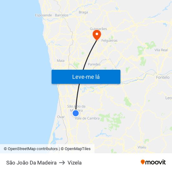 São João Da Madeira to Vizela map