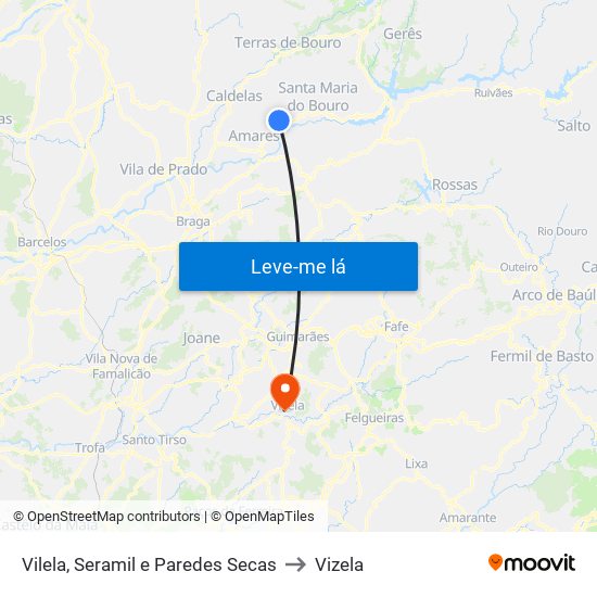 Vilela, Seramil e Paredes Secas to Vizela map