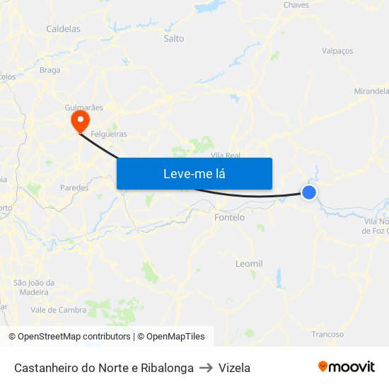 Castanheiro do Norte e Ribalonga to Vizela map