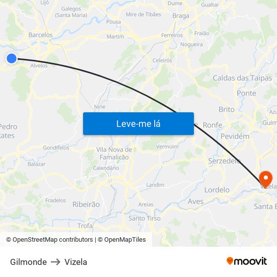 Gilmonde to Vizela map