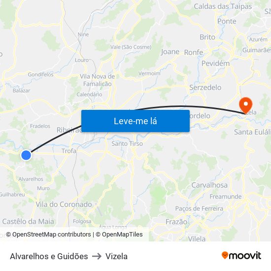 Alvarelhos e Guidões to Vizela map