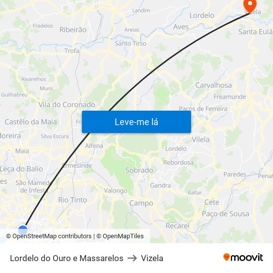 Lordelo do Ouro e Massarelos to Vizela map