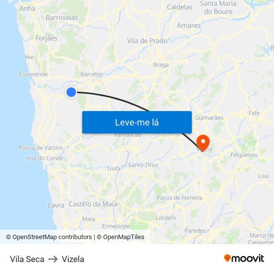 Vila Seca to Vizela map