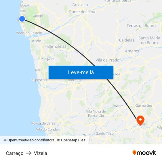 Carreço to Vizela map
