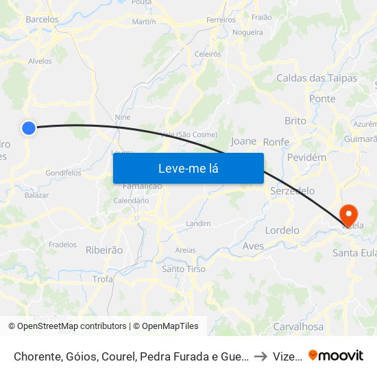 Chorente, Góios, Courel, Pedra Furada e Gueral to Vizela map