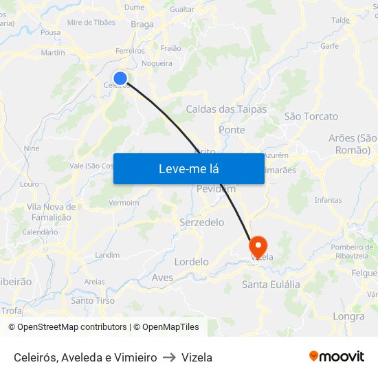 Celeirós, Aveleda e Vimieiro to Vizela map